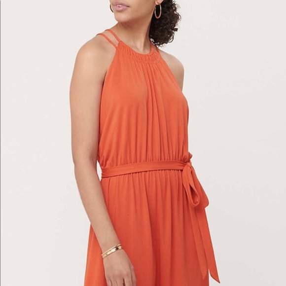 LOFT Burnt Orange Halter Midi Dress - Picture 4 of 9